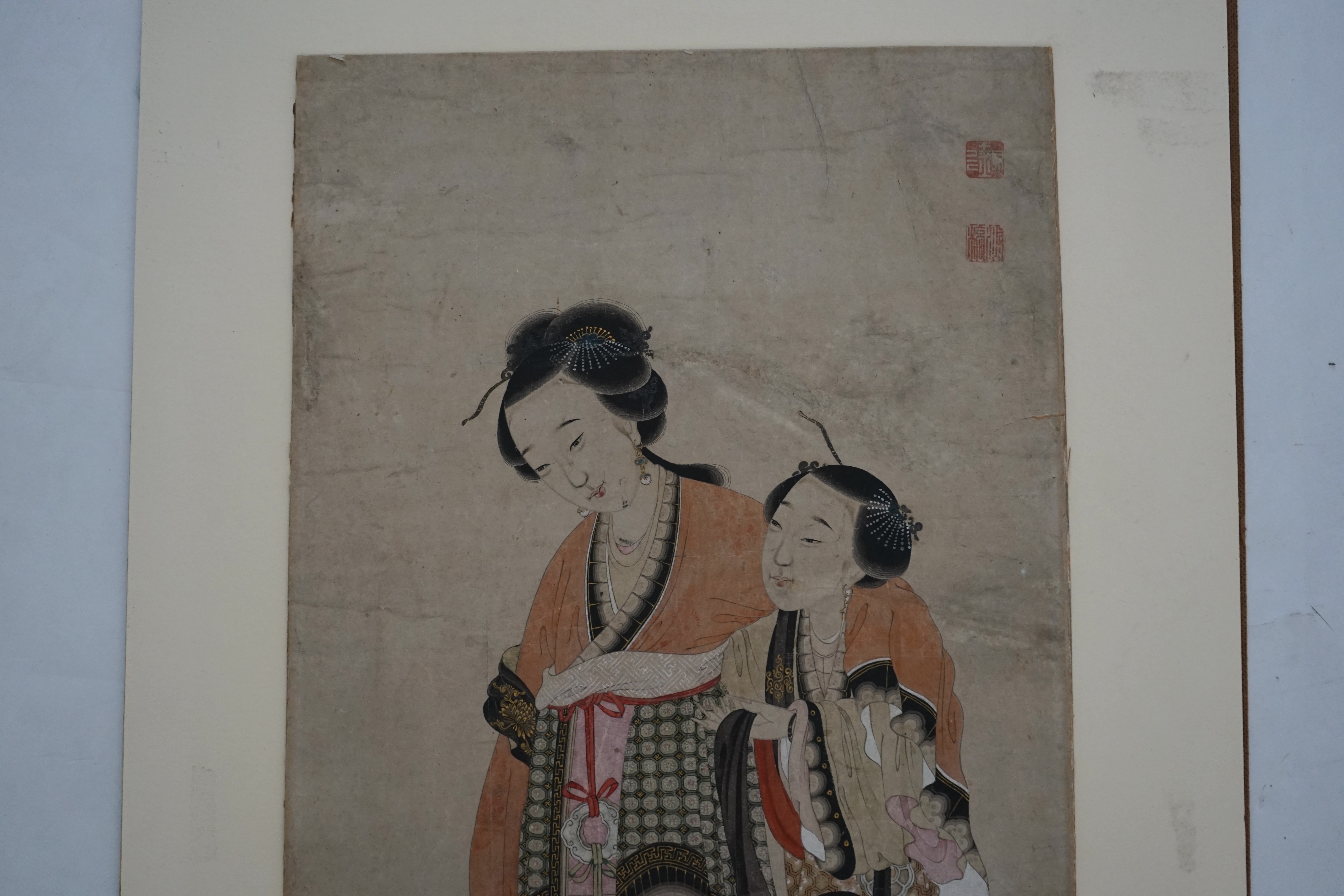 Chinese School, Yongzheng period (1723-35), watercolour on paper, two court ladies